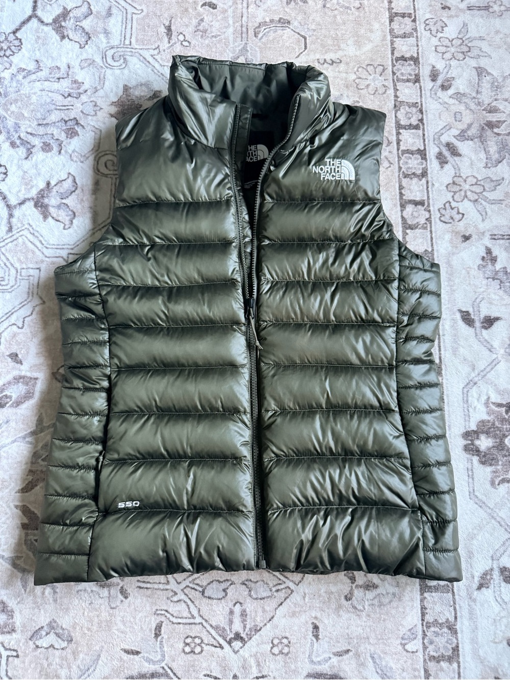 The North Face Olive Green Quilted Down Vest